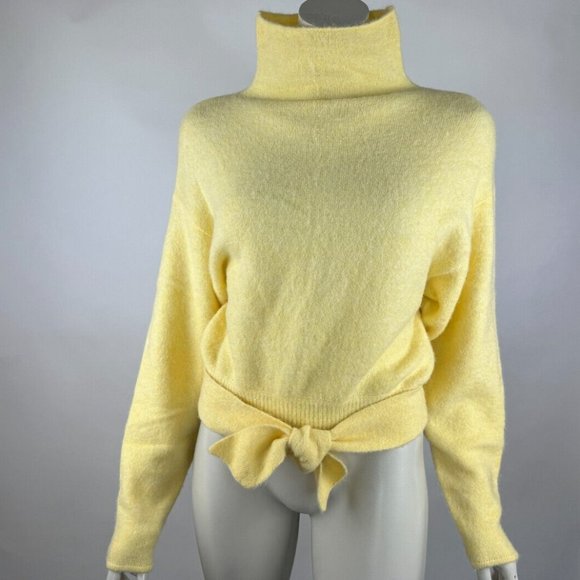 Wilfred Lorin‎ Sweater Women XS Long Sleeve Stretch Alpaca Wool Turtleneck Tie - Picture 1 of 13